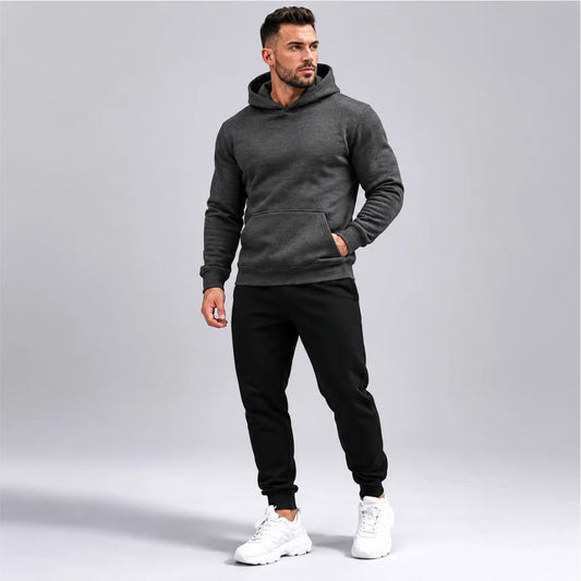 Conjunto Jogger Negro + Buso Con Capucha Para Hombre (C01)